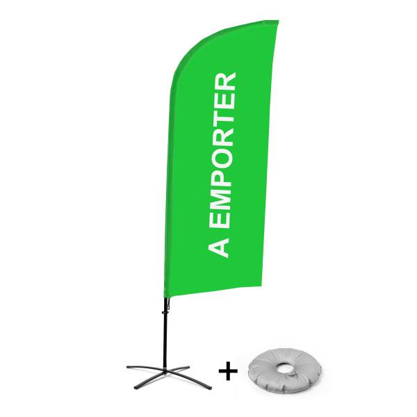 Kompletní sada reklamní vlajky ve tvaru křídla, Take away, zelená francouzština Křížová Základna