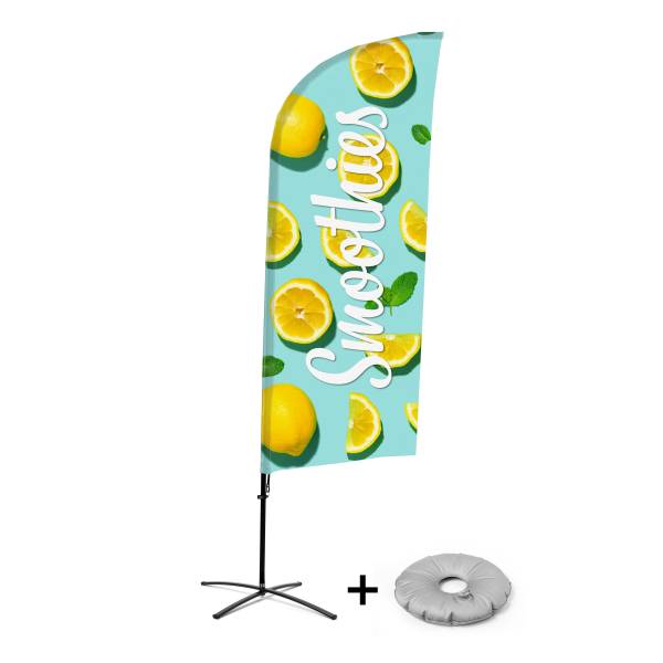 Kompletní sada reklamní vlajky ve tvaru křídla, křížová základna Design Smoothies