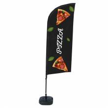 Kompletní sada reklamní vlajky ve tvaru křídla, křížová základna Design Pizza