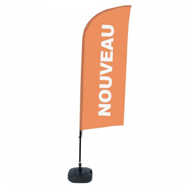 Kompletní sada reklamní vlajky ve tvaru křídla, Novinka, oranžová, francouzky