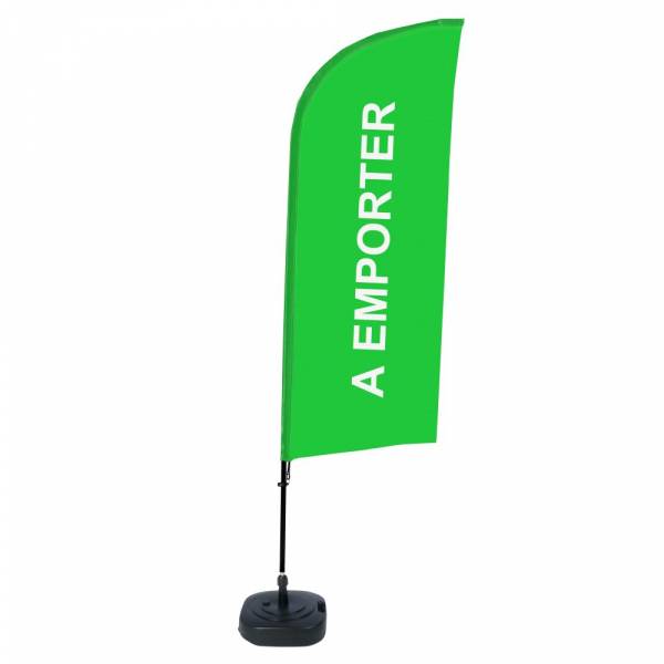 Kompletní sada reklamní vlajky ve tvaru křídla, Take away, zelená francouzština