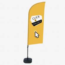 Kompletní sada reklamní vlajky ve tvaru křídla, křížová základna Design Click & Collect