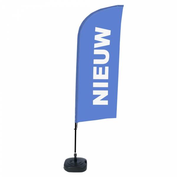 Kompletní sada reklamní vlajky ve tvaru křídla, Novinka, modrá, holandsky