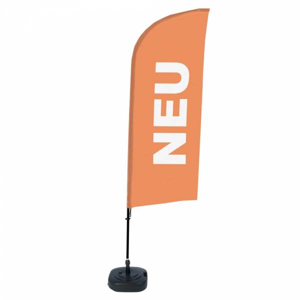 Kompletní sada reklamní vlajky ve tvaru křídla, Novinka, oranžová, německy
