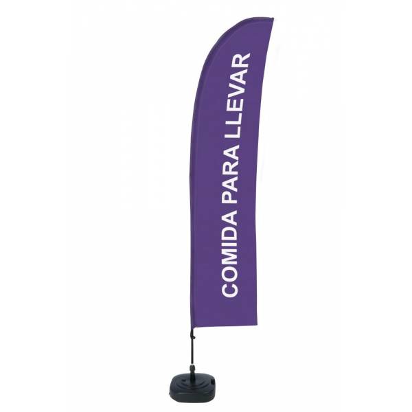 Kompletní sada reklamní vlajky L ve tvaru křídla Take Away Purple Spanish ECO