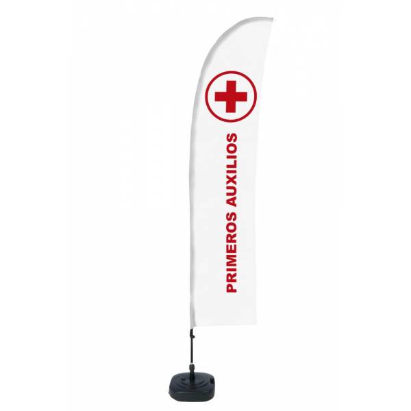 Kompletní sada reklamní vlajky L ve tvaru křídla First Aid Spanish ECO