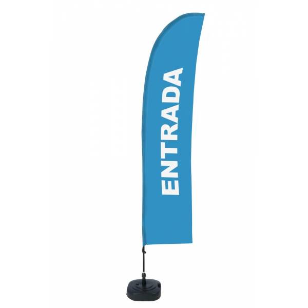 Kompletní sada reklamní vlajky L ve tvaru křídla Entrance Blue Spanish ECO