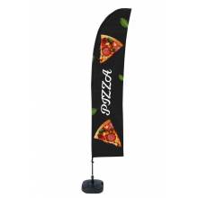 Kompletní sada reklamní vlajky L ve tvaru křídla, křížová základna Design Pizza