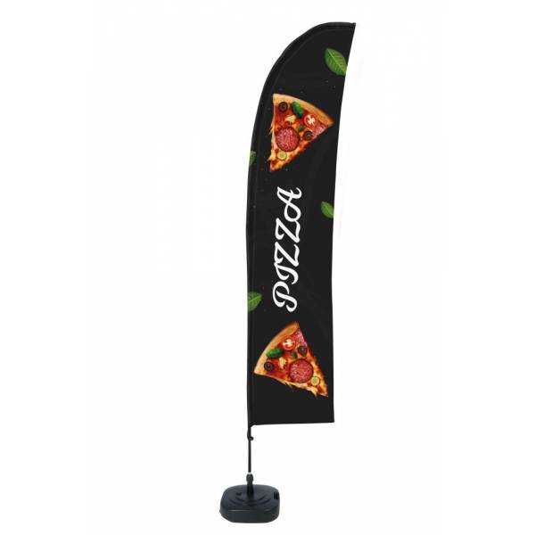 Kompletní sada reklamní vlajky L ve tvaru křídla, křížová základna Design Pizza