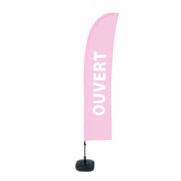 Kompletní sada reklamní vlajky L ve tvaru křídla Open Pink French