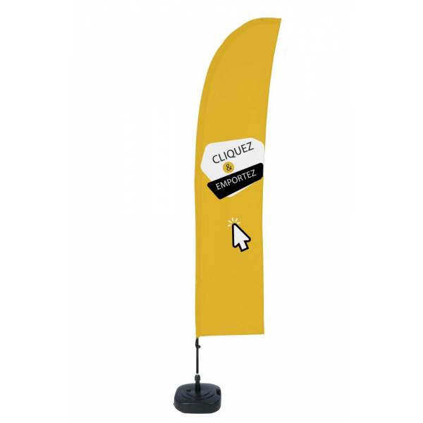 Kompletní sada reklamní vlajky L ve tvaru křídla Click & Collect Yellow French