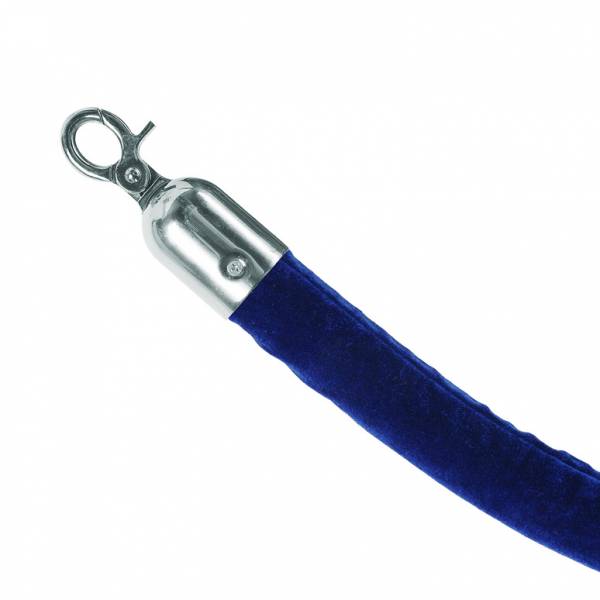 Modrý provaz na barierový sloupek, chromové koncovky