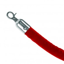 Červený provaz na barierový sloupek, chromové koncovky