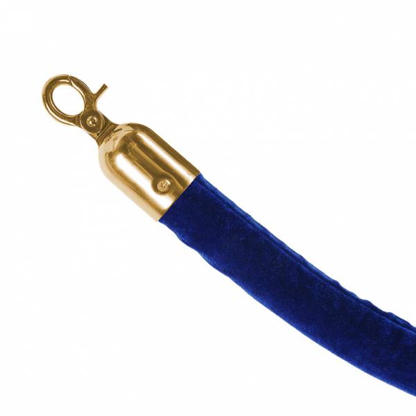 Modrý provaz na barierový sloupek, zlaté koncovky