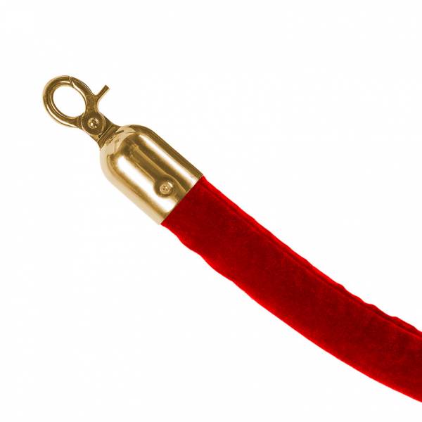Červený provaz na barierový sloupek, zlaté koncovky