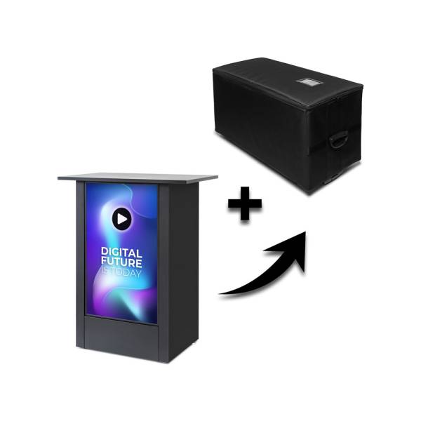 Set černého digitálního promostolku Futuro s přepravním boxem