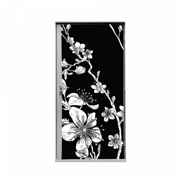 Door Wrap 80 cm Japonské třešňové květy černé
