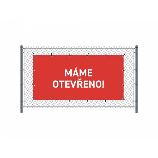 Standardní banner na plot 200 x 100 cm otevřeno česky červené