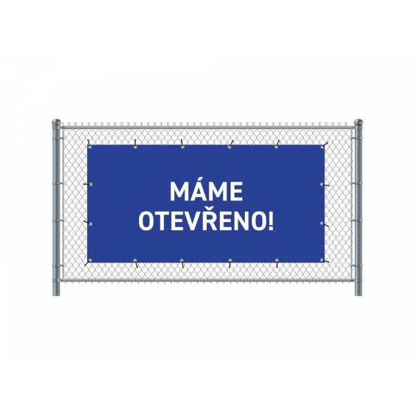 Standardní banner na plot 200 x 100 cm otevřeno česky modré