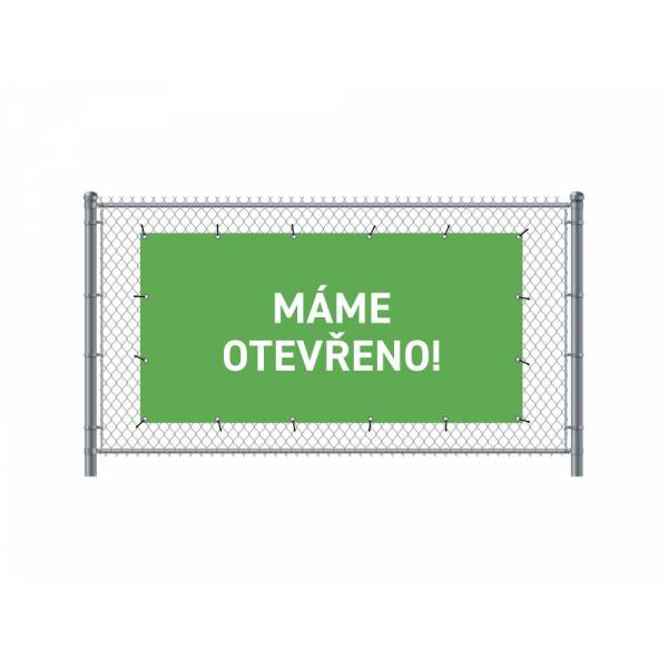 Standardní banner na plot 300 x 140 cm otevřeno čeština zelené