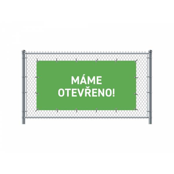 Standardní banner na plot 200 x 100 cm otevřeno česky zelené
