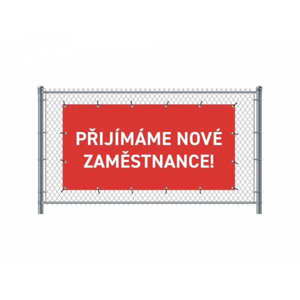 Standardní banner na plot 200 x 100 cm Přijímáme nové zaměstnance čeština Červené
