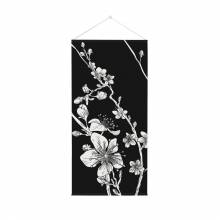 Závěsný Vlajkový Baner 58 x 160 cm Japonské třešňové květy černé