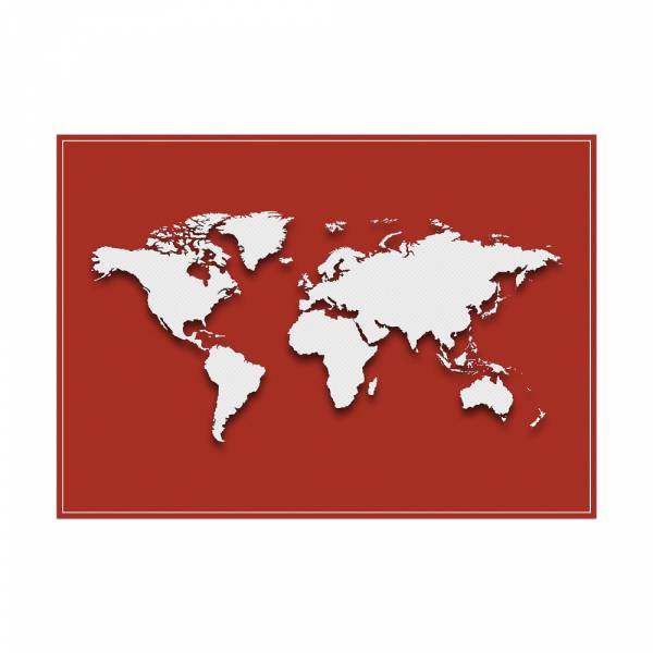 Prostírání Mapa světa červená - sada 6ks