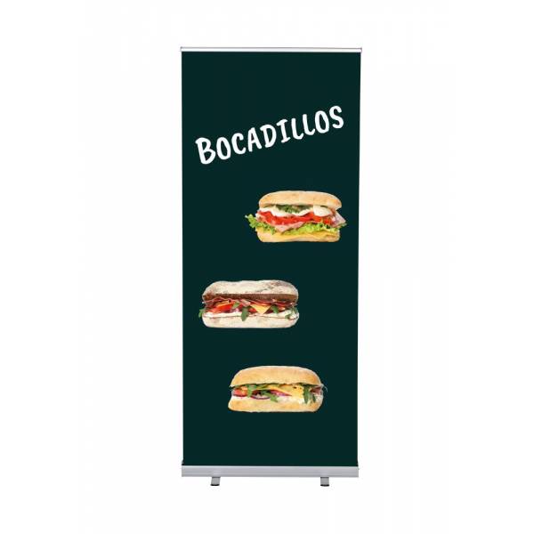 Set Roll-baneru Budget s vytištěným motivem, šířka 85 cm, Sendviče, španělsky