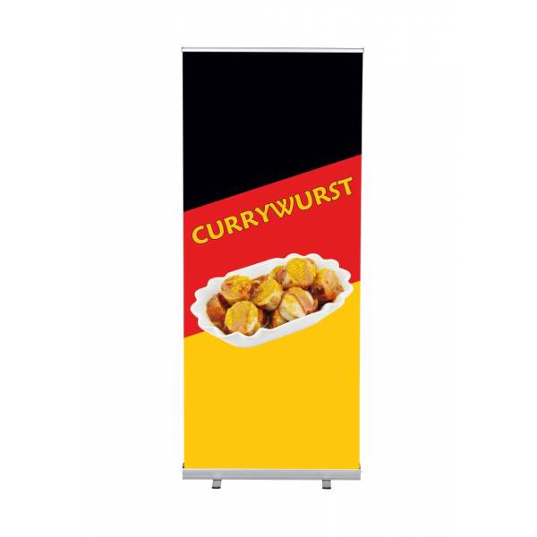 Set Roll-baneru Budget s vytištěným motivem, šířka 85 cm, Currywurst