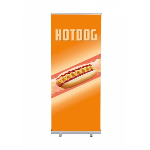 Set Roll-baneru Budget s vytištěným motivem, šířka 85 cm, Hot Dog, anglicky