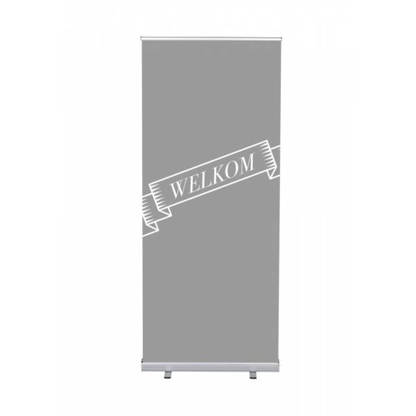 Set Roll-baneru Budget s vytištěným motivem, šířka 85 cm, Výtejte, šedý, holandsky