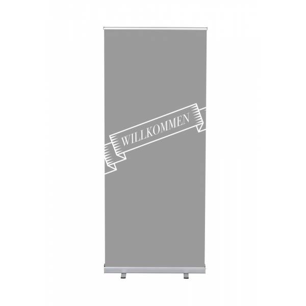 Set Roll-baneru Budget s vytištěným motivem, šířka 85 cm, Výtejte, šedý, německy