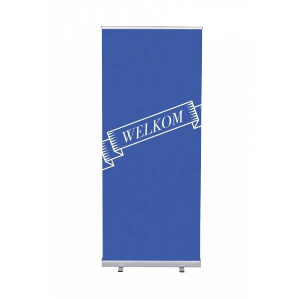 Set Roll-baneru Budget s vytištěným motivem, šířka 85 cm, Výtejte, modrý, holandsky