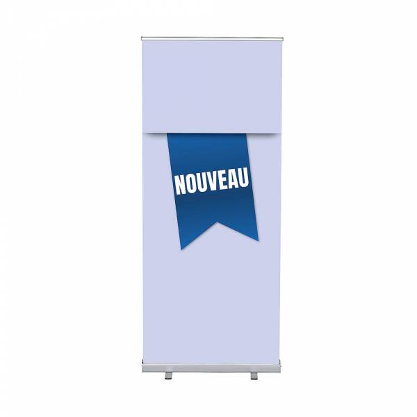 Set Roll-baneru Budget s vytištěným motivem, šířka 85 cm, Novinka, modrý, francouzština