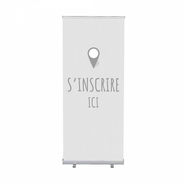 Set Roll-baneru Budget s vytištěným motivem, šířka 85 cm, Přihlášení, šedý, francouzky