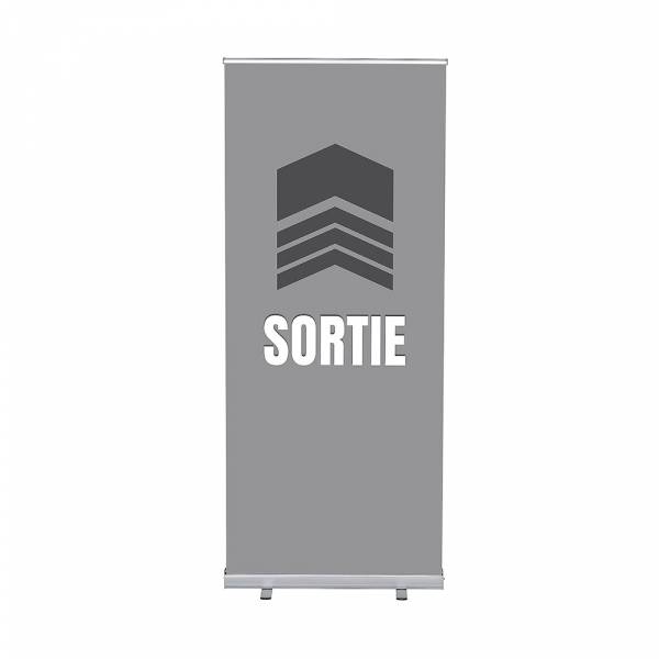 Set Roll-baneru Budget s vytištěným motivem, šířka 85 cm, Východ, šedý, francouzky