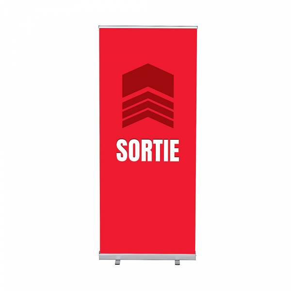 Set Roll-baneru Budget s vytištěným motivem, šířka 85 cm, Východ, červený, francouzky