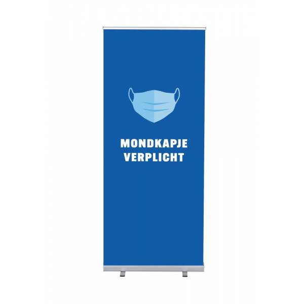 Roll-Banner Budget 85 stojan s tiskem grafiky Maska povinná