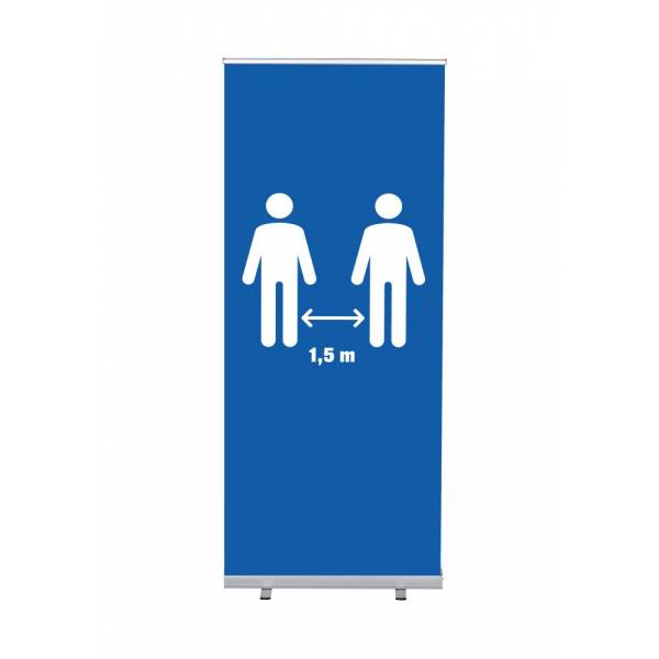 Roll-Banner Budget 85 stojan s tiskem grafiky Odstup