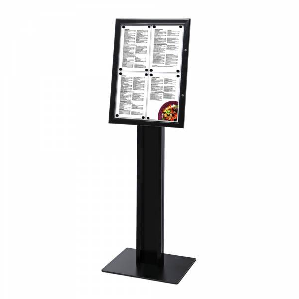 Černá volně stojící menu vitrína / LED SCZN