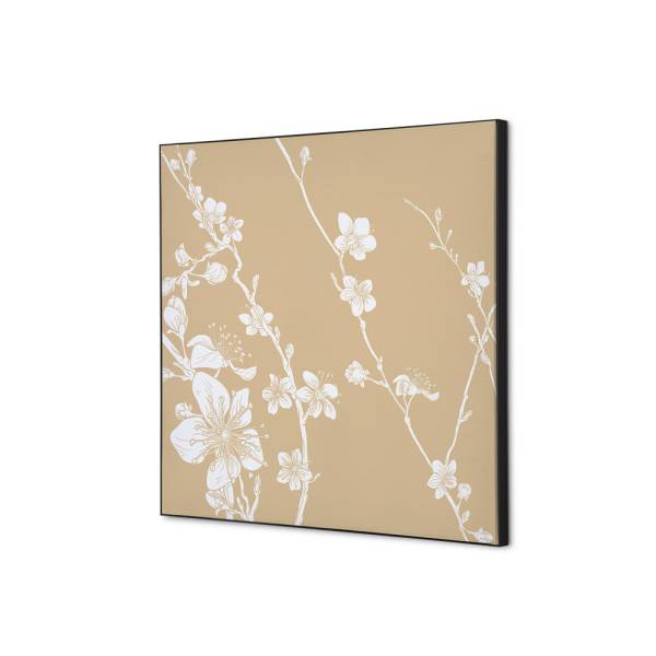 Textilní dekorace na zeď 40 x 40 Japonské třešňové květy béžová