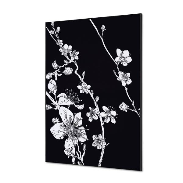 Textilní dekorace na zeď A1 Japonské třešňové květy černá