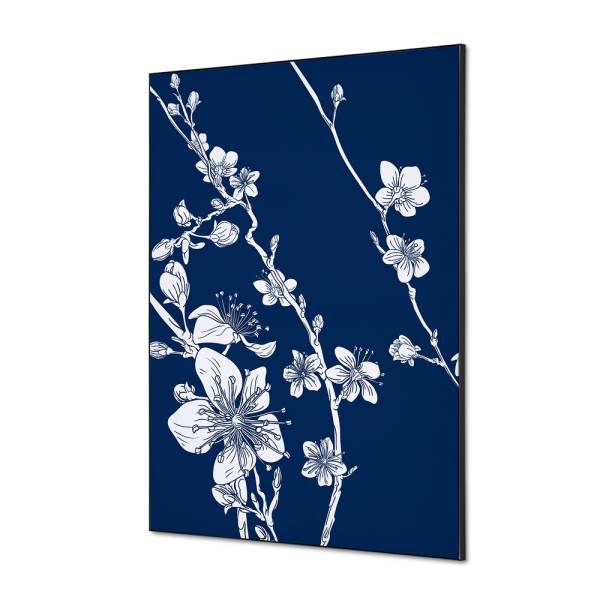 Textilní dekorace na zeď A1 Japonské třešňové květy Modrá
