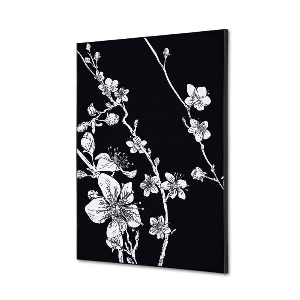 Textilní dekorace na zeď A2 Japonské třešňové květy černá