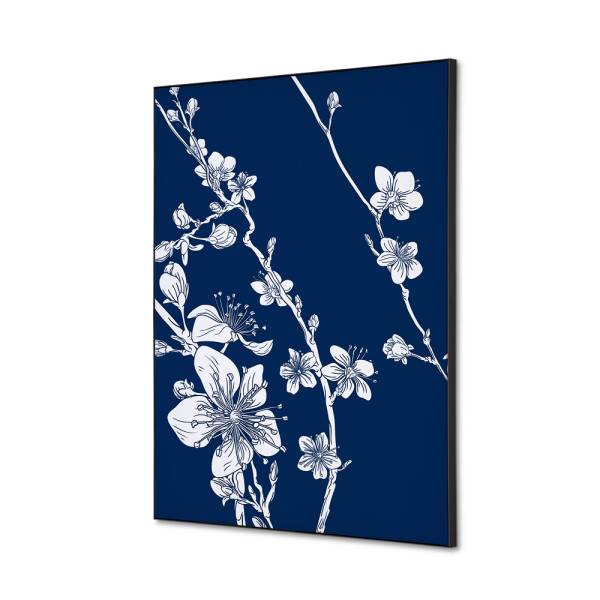 Textilní dekorace na zeď A2 Japonské třešňové květy Modrá
