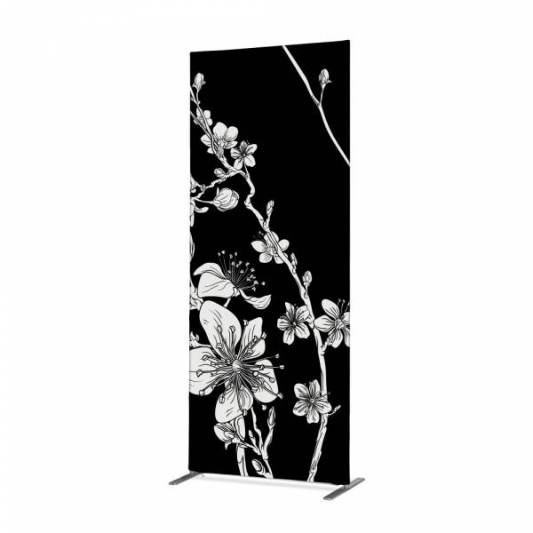 Potištěná látková dělící stěna Deco 85-200 Japonské třešňové květy černé