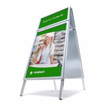 Reklamní áčko A1, s přídavným rámem, ostrý roh, profil 32mm, metalová záda