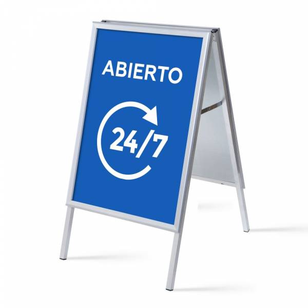 Set reklamního áčka A1, Otevřeno 24/7, modrý, španělsky
