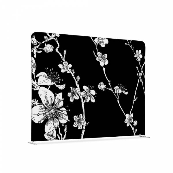 Potištěná látková dělící stěna 200-150 Oboustranný Japonské třešňové květy černé